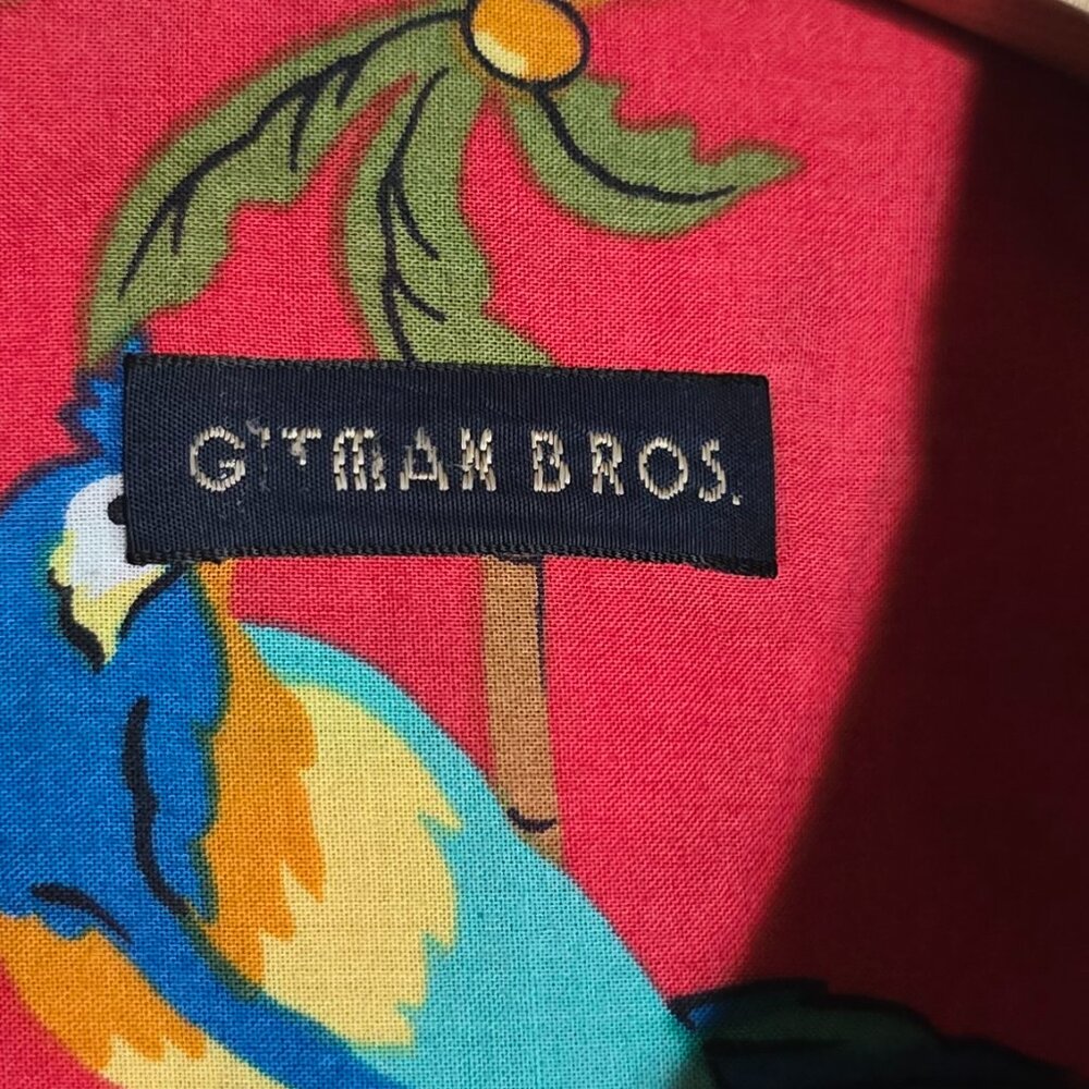 Gitman Bros. Ss Button Front Shirt - Coral Parrot… - image 4